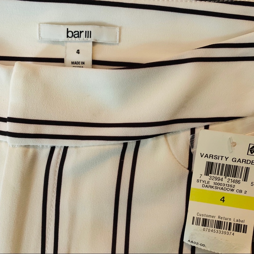 🔥BAR III🔥White Sheer Striped Split Wide Leg Pants Size 4 NWT - Picture 4 of 4